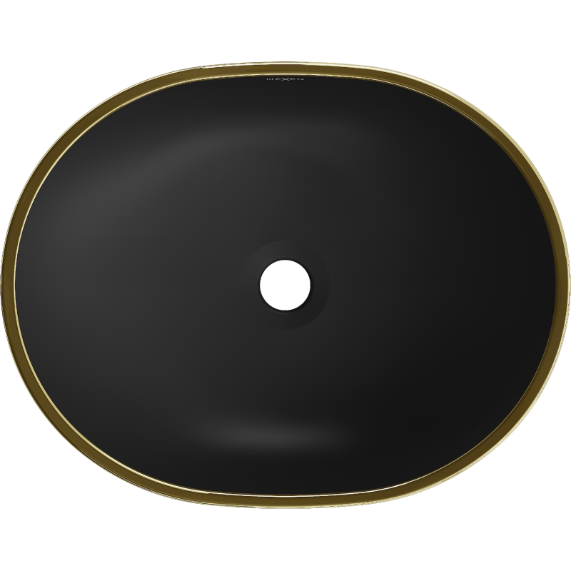 Mexen Viki Aufsatzwaschbecken 48 x 35 cm, schwarz matt/gold, Karomuster - 21054879