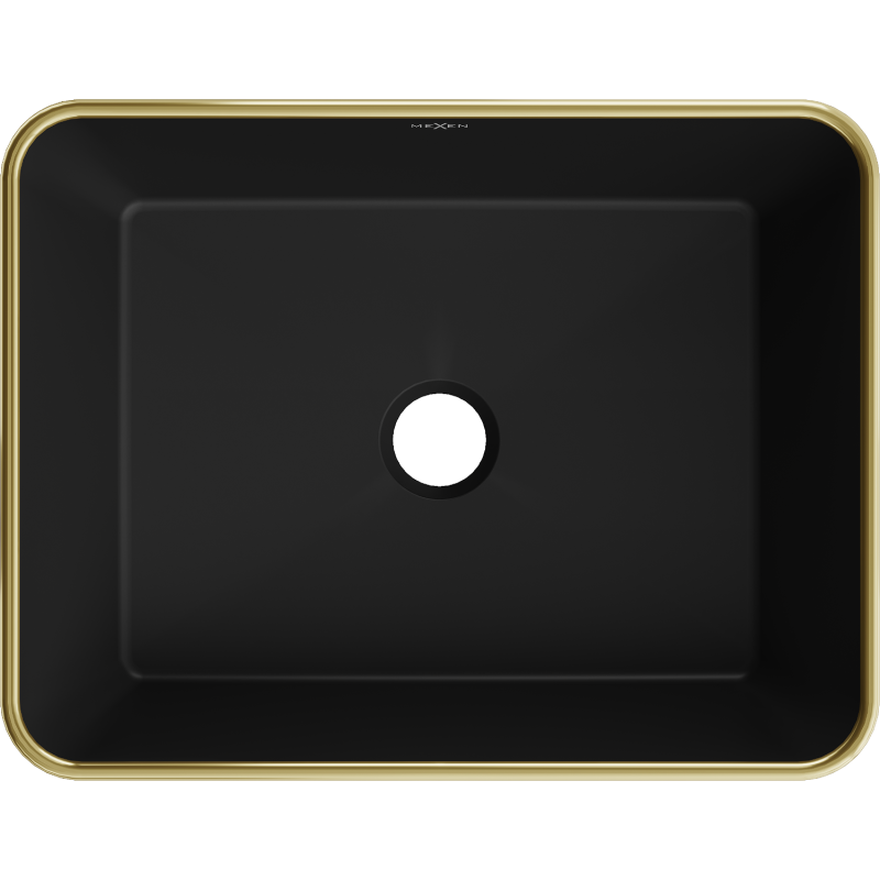 Mexen Catia Aufsatzwaschbecken 48 x 37 cm, schwarz matt/goldenes Karomuster - 21314879
