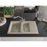 Mexen Gaspar Granitspüle 1,5-Becken mit Abtropffläche und Küchenarmatur Duo, beige - 6507-69-671701-07