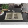Mexen Gaspar Granitspüle 1,5-Becken mit Abtropffläche und Küchenarmatur Duo, beige - 6507-69-671701-07-B