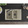 Mexen Gaspar 1,5-Kammer Granitspüle mit Abtropffläche und Küchenarmatur Duo, beige - 6507-69-671701-07-B