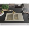 Mexen Gaspar Granitspüle 1,5-Becken mit Abtropffläche und Küchenarmatur Duo, beige - 6507-69-671701-57-G