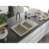 Mexen Gaspar Granitspüle 1,5-Becken mit Abtropffläche und Küchenarmatur Duo, beige - 6507-69-671701-57-G