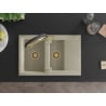 Mexen Gaspar Granitspüle 1,5-Becken mit Abtropffläche und Küchenarmatur Duo, beige - 6507-69-671701-57-G