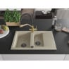 Mexen Gaspar Granitspüle 1,5-becken mit Abtropffläche und Küchenarmatur Duo, beige - 6507-69-671701-57-B