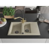 Mexen Gaspar Granitspüle 1,5-beckig mit Abtropffläche und Küchenarmatur Duo, beige - 6507-69-671701-57-B