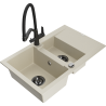 Mexen Gaspar Granitspüle 1,5-Becken mit Abtropffläche und Küchenarmatur Duo, beige - 6507-69-671701-70-B