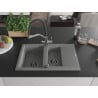 Mexen Gaspar Granitspüle 1,5-Becken mit Abtropffläche und Küchenarmatur Duo, grau - 6507-71-671701-07-B