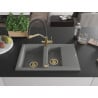 Mexen Gaspar Granitspüle 1,5-Becken mit Abtropffläche und Küchenarmatur Duo, grau - 6507-71-671701-57-G