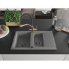 Mexen Gaspar Granitspüle 1,5-Becken mit Abtropffläche und Küchenarmatur Duo, grau - 6507-71-671701-57-B