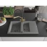 Mexen Gaspar Granitspüle 1,5-Becken mit Abtropffläche und Mischbatterie Duo, grau - 6507-71-671701-57-B