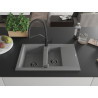 Mexen Gaspar Granitspüle 1,5-Becken mit Abtropffläche und Duo-Küchenarmatur, grau - 6507-71-671701-70-B