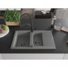 Mexen Gaspar Granitspüle 1,5-beckig mit Abtropffläche und Küchenarmatur Duo, grau - 6507-71-671701-70-B