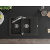 Mexen Gaspar Granitspüle 1,5-beckig mit Abtropffläche und Küchenarmatur Duo, schwarz/gold metallic - 6507-75-671701-07