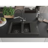 Mexen Gaspar Granitspüle 1,5-Schalen mit Abtropffläche und Küchenarmatur Duo, schwarz/gold Metallic - 6507-75-671701-07-B