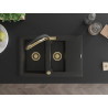Mexen Gaspar Granitspüle 1,5-beckig mit Abtropffläche und Küchenarmatur Duo, schwarz/gold metallic - 6507-75-671701-57-G
