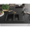 Mexen Gaspar Granitspüle 1,5-beckig mit Abtropffläche und Küchenarmatur Duo, schwarz - 6507-77-671701-57-B