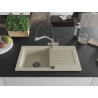 Mexen Pablo Granitspüle 1-Becken mit Abtropffläche und Küchenarmatur Duo, beige - 6510-69-671701-07-B