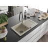 Mexen Pablo Granit-Spülbecken 1-Becken mit Abtropffläche und Küchenarmatur Duo, beige - 6510-69-671701-07-B
