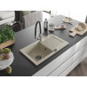 Mexen Pablo Granitspüle 1-Becken mit Abtropffläche und Küchenarmatur Duo, beige - 6510-69-671701-07-B