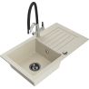 Mexen Pablo Granit-Spülbecken 1-Becken mit Abtropffläche und Küchenarmatur Duo, beige - 6510-69-671701-07-B