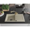 Mexen Pablo Granitspüle 1-Becken mit Abtropffläche und Küchenarmatur Duo, beige - 6510-69-671701-57-B