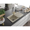 Mexen Pablo Granitspüle 1-Becken mit Abtropffläche und Küchenarmatur Duo, beige - 6510-69-671701-57-B