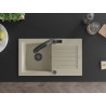 Mexen Pablo Granitspüle 1-Becken mit Abtropffläche und Küchenarmatur Duo, beige - 6510-69-671701-70-B