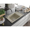 Mexen Elias Granitspüle 1-beckig mit Abtropffläche und Duo-Küchenarmatur, beige - 6511-69-671701-07