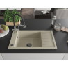 Mexen Elias Granitspüle 1-Becken mit Abtropffläche und Küchenarmatur Duo, beige - 6511-69-671701-07-B