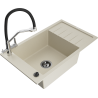 Mexen Elias Granitspüle 1-Becken mit Abtropffläche und Küchenarmatur Duo, beige - 6511-69-671701-07-B