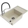 Mexen Elias Granitspüle ein Becken mit Abtropffläche und Küchenarmatur Duo, beige - 6511-69-671701-07-B
