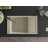 Mexen Elias Granitspüle 1-beckig mit Abtropffläche und Küchenarmatur Duo, beige - 6511-69-671701-57-G