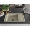 Mexen Elias Granitspüle 1-Becken mit Abtropffläche und Küchenarmatur Duo, beige - 6511-69-671701-57-B