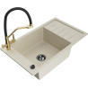 Mexen Elias Granitspüle 1-Becken mit Abtropffläche und Küchenarmatur Duo, beige - 6511-69-671701-57-B