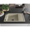 Mexen Elias Granitspüle 1-Becken mit Abtropffläche und Küchenarmatur Duo, beige - 6511-69-671701-70-B