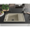 Mexen Elias granitspüle 1-beckig mit abtropffläche und küchenarmatur Duo, beige - 6511-69-671701-70-B