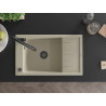 Mexen Elias granitspüle 1-beckig mit abtropffläche und küchenarmatur Duo, beige - 6511-69-671701-70-B