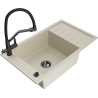 Mexen Elias Granitspüle 1-Becken mit Abtropffläche und Küchenarmatur Duo, beige - 6511-69-671701-70-B