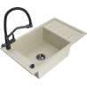 Mexen Elias granitspüle 1-beckig mit abtropffläche und küchenarmatur Duo, beige - 6511-69-671701-70-B