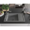 Mexen Elias Granitspüle 1-Becken mit Abtropffläche und Küchenarmatur Duo, grau - 6511-71-671701-07-B