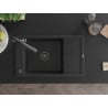 Mexen Elias Granitspüle 1-beckig mit Abtropffläche und Küchenarmatur Duo, schwarz/silber Metallic - 6511-73-671701-07-B