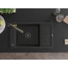 Mexen Elias Granitspüle 1-Becken mit Abtropffläche und Küchenarmatur Duo, Schwarz/Silber Metallic - 6511-73-671701-57-B