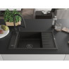 Mexen Elias 1-Kammer Granitspüle mit Abtropffläche und Küchenarmatur Duo, schwarz/gold metallic - 6511-75-671701-70-B