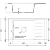 Mexen Elias Granitspüle 1-beckig mit Abtropffläche und Küchenarmatur Duo, schwarz - 6511-77-671701-07-B