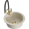Mexen Diego Granitspüle 1-Kammer mit Küchenarmatur Duo, beige - 6512-69-671701-57-G