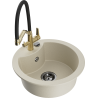 Mexen Diego Granitspüle 1-beckig mit Küchenarmatur Duo, beige - 6512-69-671701-57-B