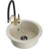 Mexen Diego Granitspüle 1-Kammer mit Küchenarmatur Duo, beige - 6512-69-671701-57-B