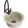 Mexen Diego Granitspüle 1-Becken mit Küchenarmatur Duo, beige - 6512-69-671701-70-B