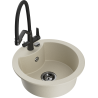Mexen Diego Granitspüle 1-Kammer mit Küchenarmatur Duo, beige - 6512-69-671701-70-B